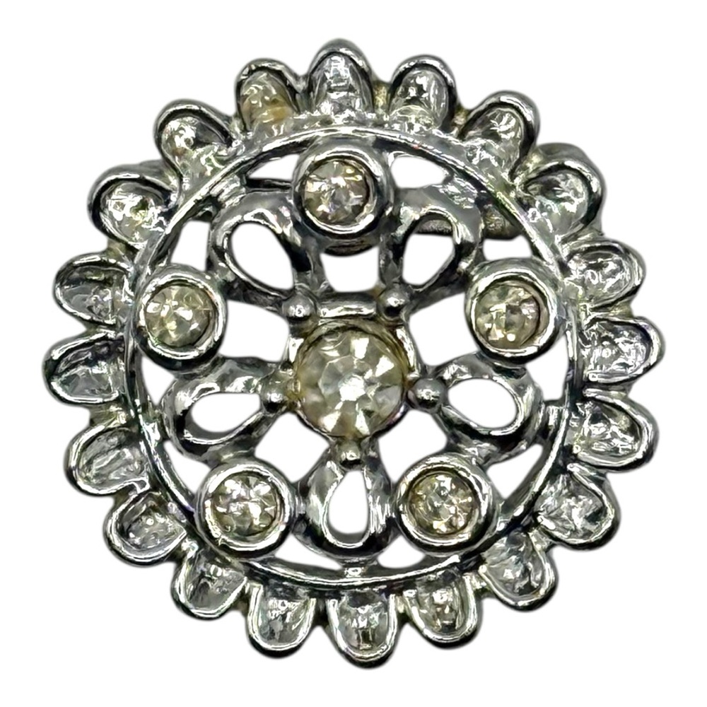 Source Unknown Silver Crystal Brooch - image 2